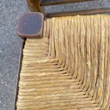 4 wooden country straw chairs