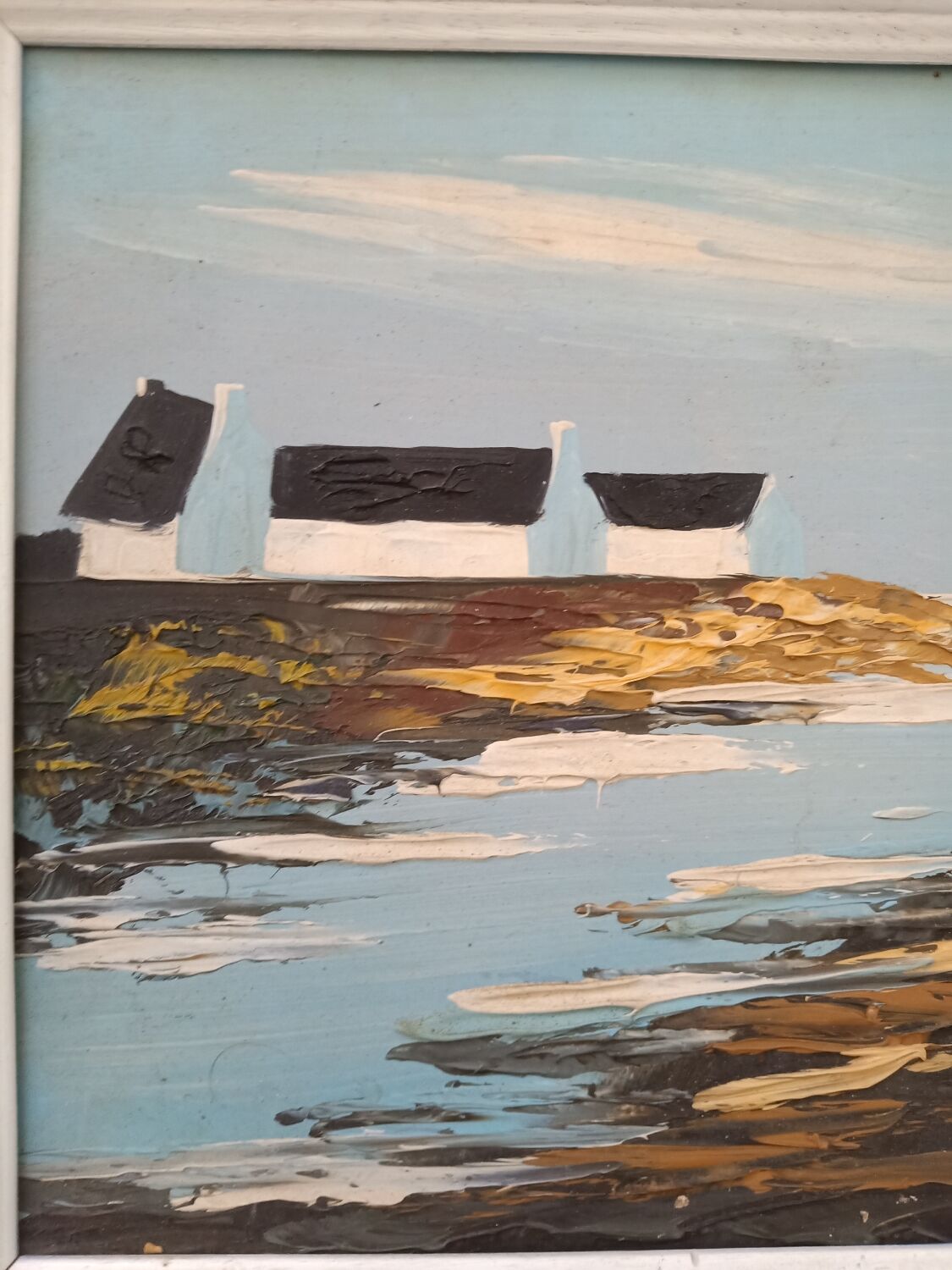 Painting by hand view Marine signed