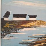 Painting by hand view Marine signed