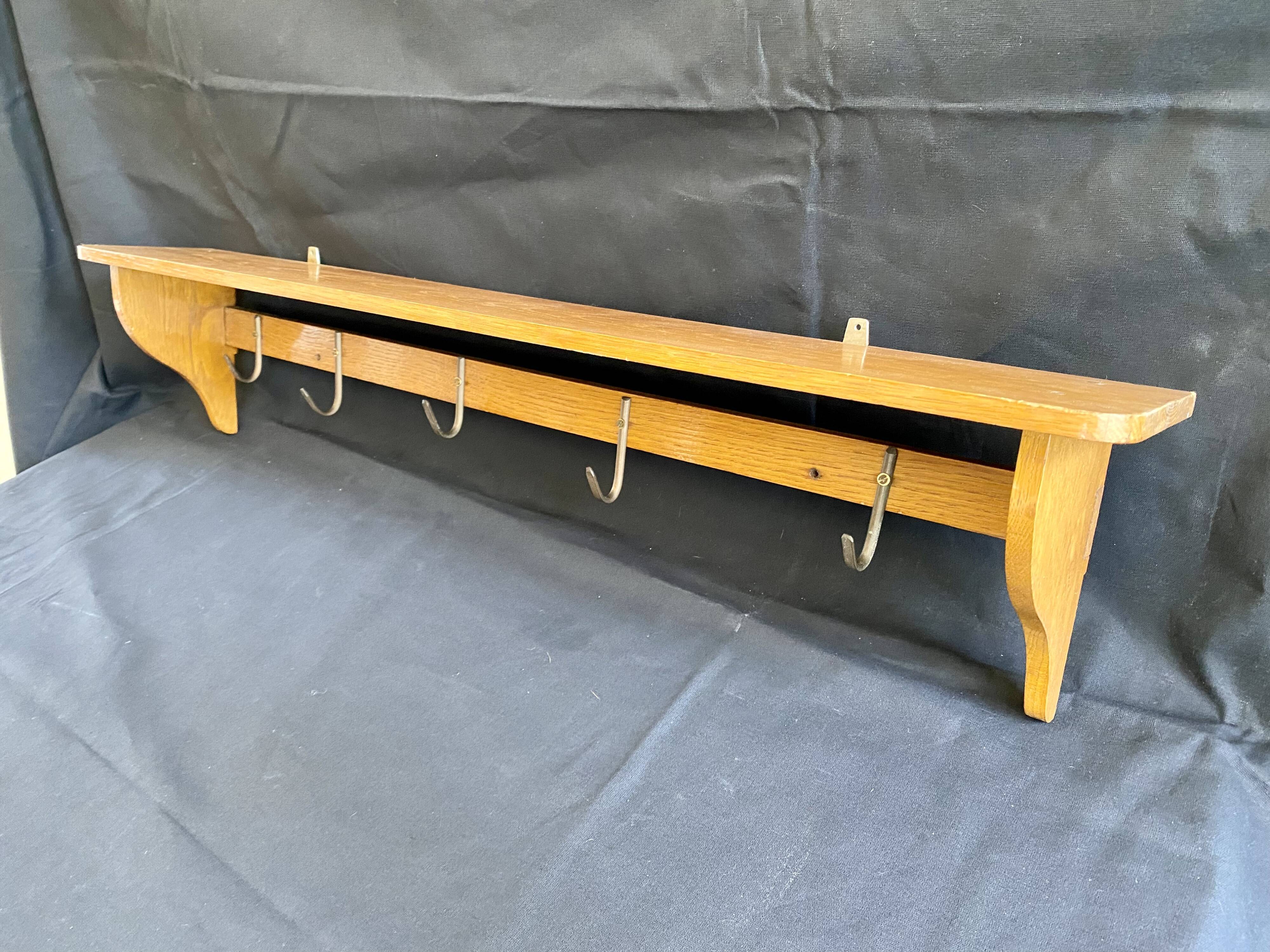Kitchen shelf French artisanal work vintage 60s solid oak and copper