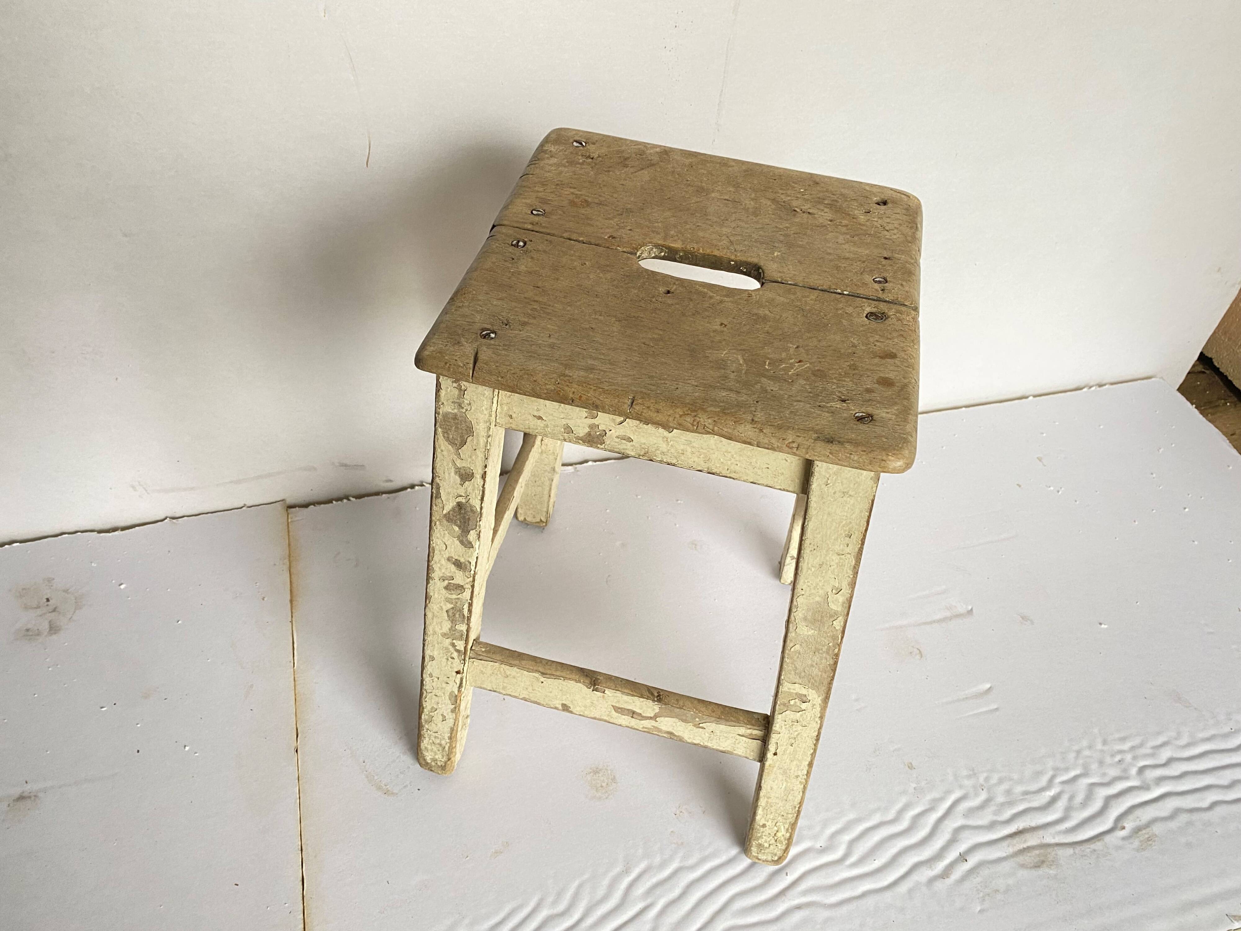 Wooden workshop stool from the 1950s