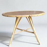 Salon, fauteuil et table en rotin 1960's