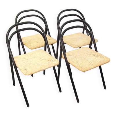 Quatre chaise paillée années 70