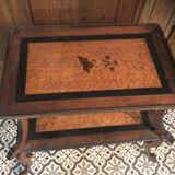 Old inlaid side table 19 th Tea table with 2 levels Wood