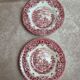 2 vintage deep plates in red Toile de Jouy by Grindley Homeland Staffordshire England.