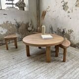 Circular elm coffee table from the 1950s