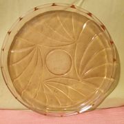 Art Deco pink glass tray and 7 glasses Made in France
