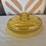 Amber glass butter dish, 1940