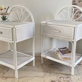 Pair of Vintage Rattan Bedside Tables