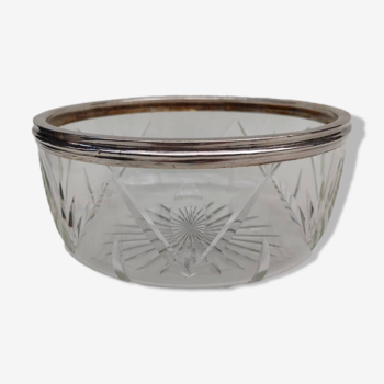 Crystal salad bowl with solid silver rim, first part of the 20th century.