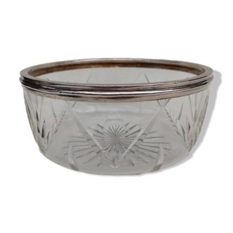 Crystal salad bowl with solid silver rim, first part of the 20th century.