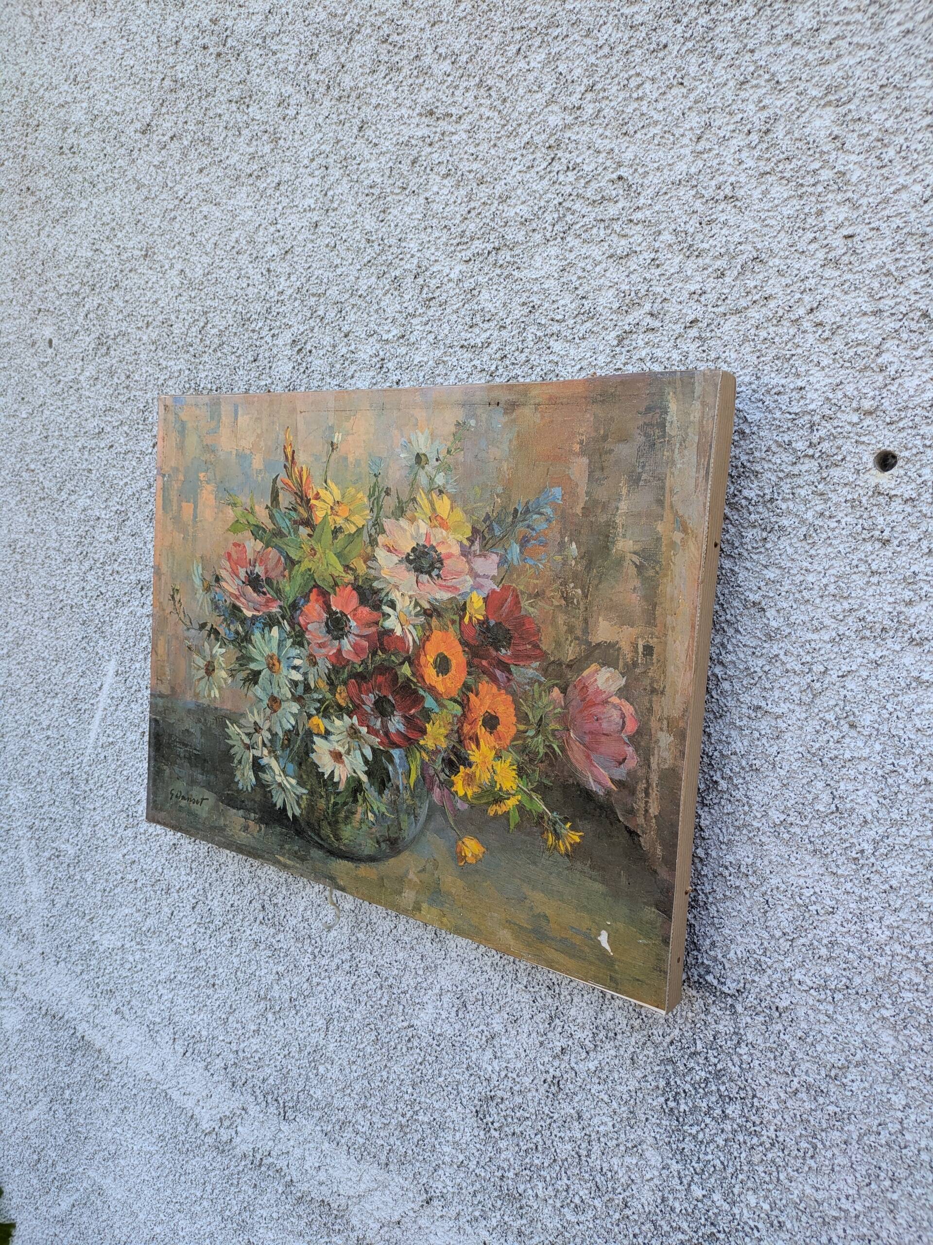 Tableau, bouquet de fleurs, huile sur toile