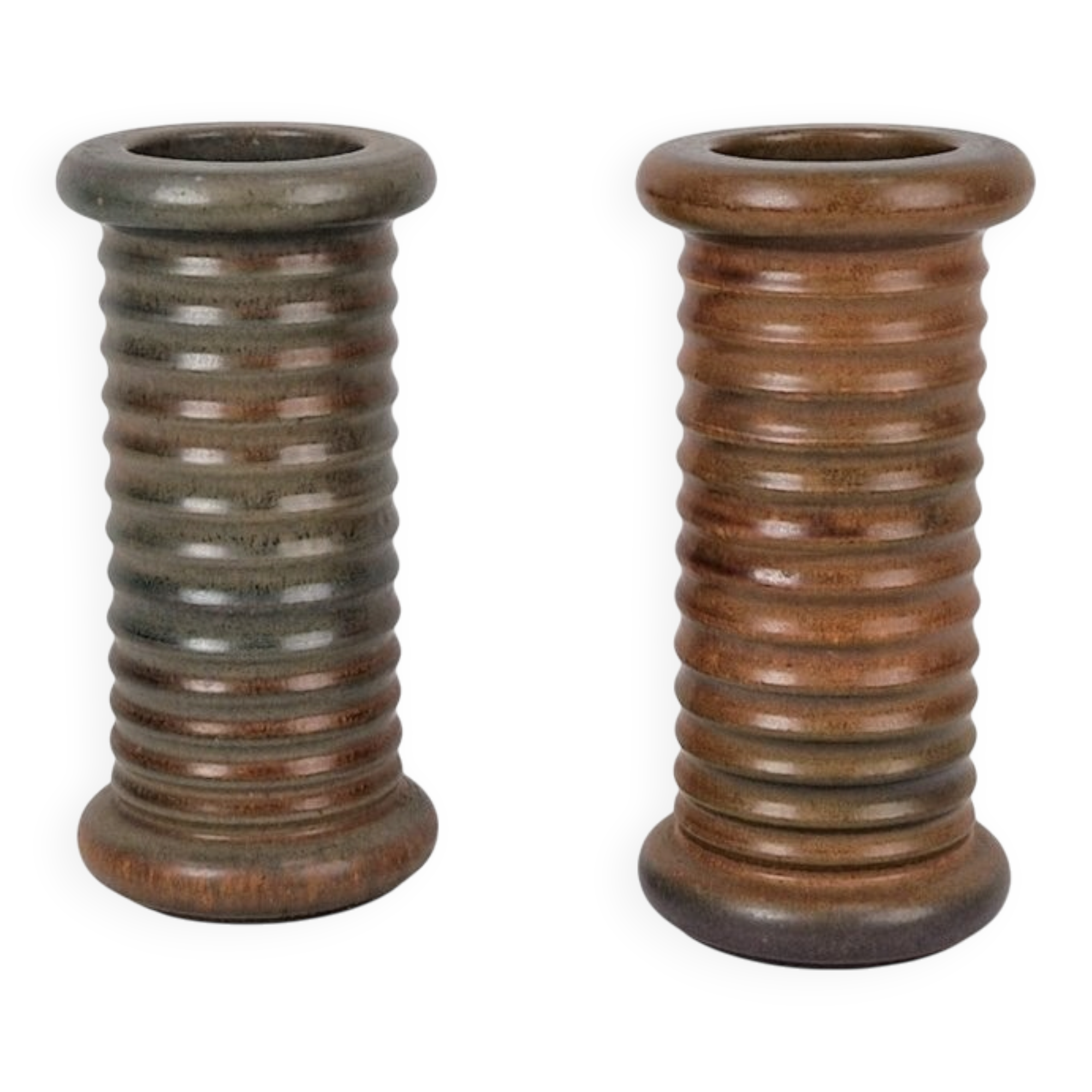 Vases en terre cuite cylindriques, années 1960, ensemble de 2