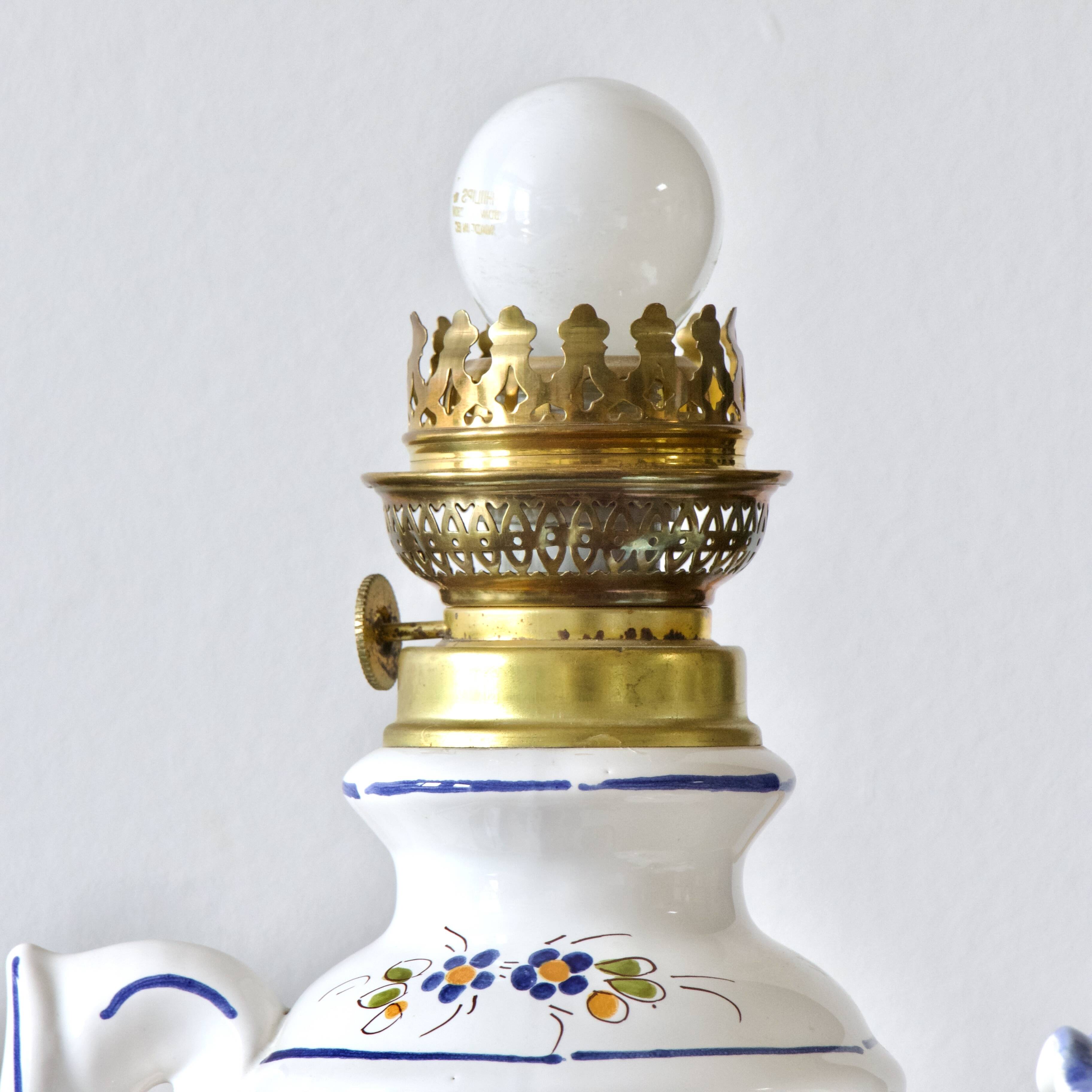 Large handcrafted earthenware lamp from Moustiers