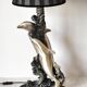 Large sculptural lamp MIDA Argenti silver dolphins Italy