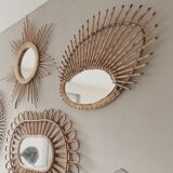 Comet vintage rattan mirror, 60cm