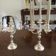 2 old silver bronze candlesticks