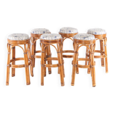 Set of 6 rattan stools