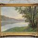 A Maury: oil on canvas painting view of Lake Annecy around 1920