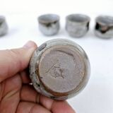 Service vintage en grès émaillé avec 6 petits bols et un sucrier ou saucier
