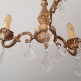 Brass chandelier 3 branches with grapevines, Louis XV style