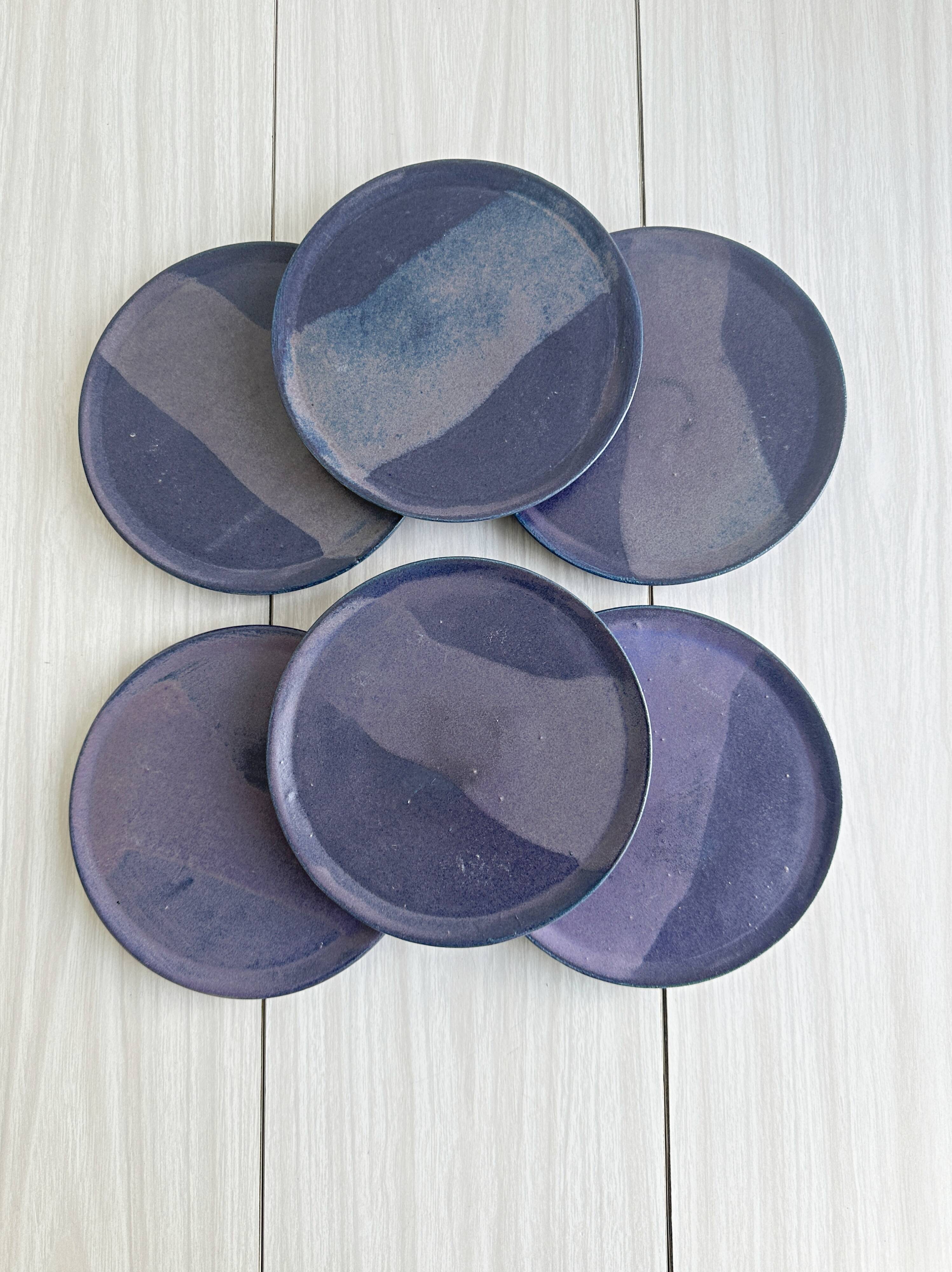 Purple ceramic plates set of 6