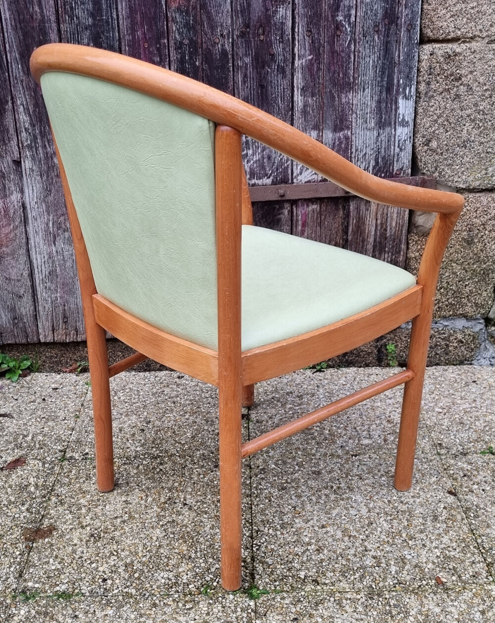 Pair of armchairs curved wood varnished skaï 70s