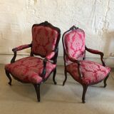 False pair of Louis XV style armchairs, nineteenth century