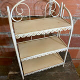 Vintage White Broken Metal Folding Shelf Unit 3 Tiers