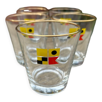 Lot 5 verres vintage mobil