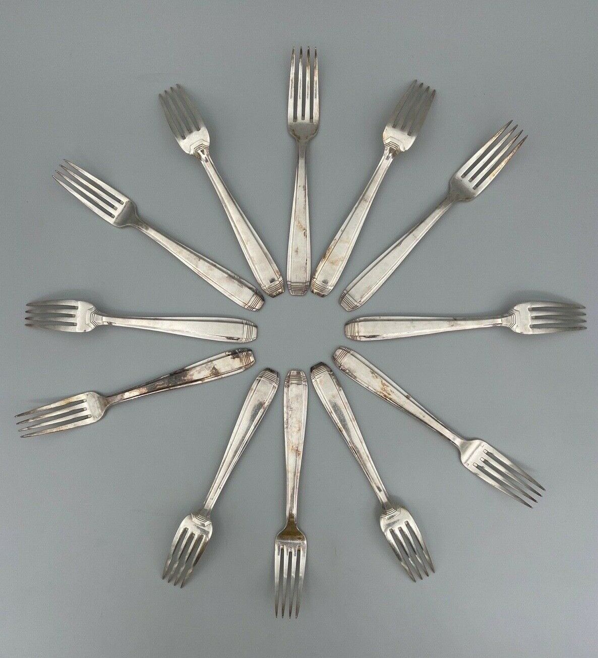 MENAGERE IN SILVER METAL DIXI 36 PIECES ART DECO LADLE SPOONFULS BOX