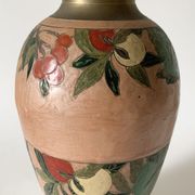 Large enamelled brass vase