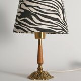 Brass Table Lamp with Teak, Asea, Sweden 1950s