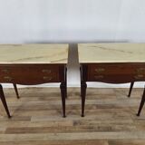 Pair of 1960s bedside tables with marble