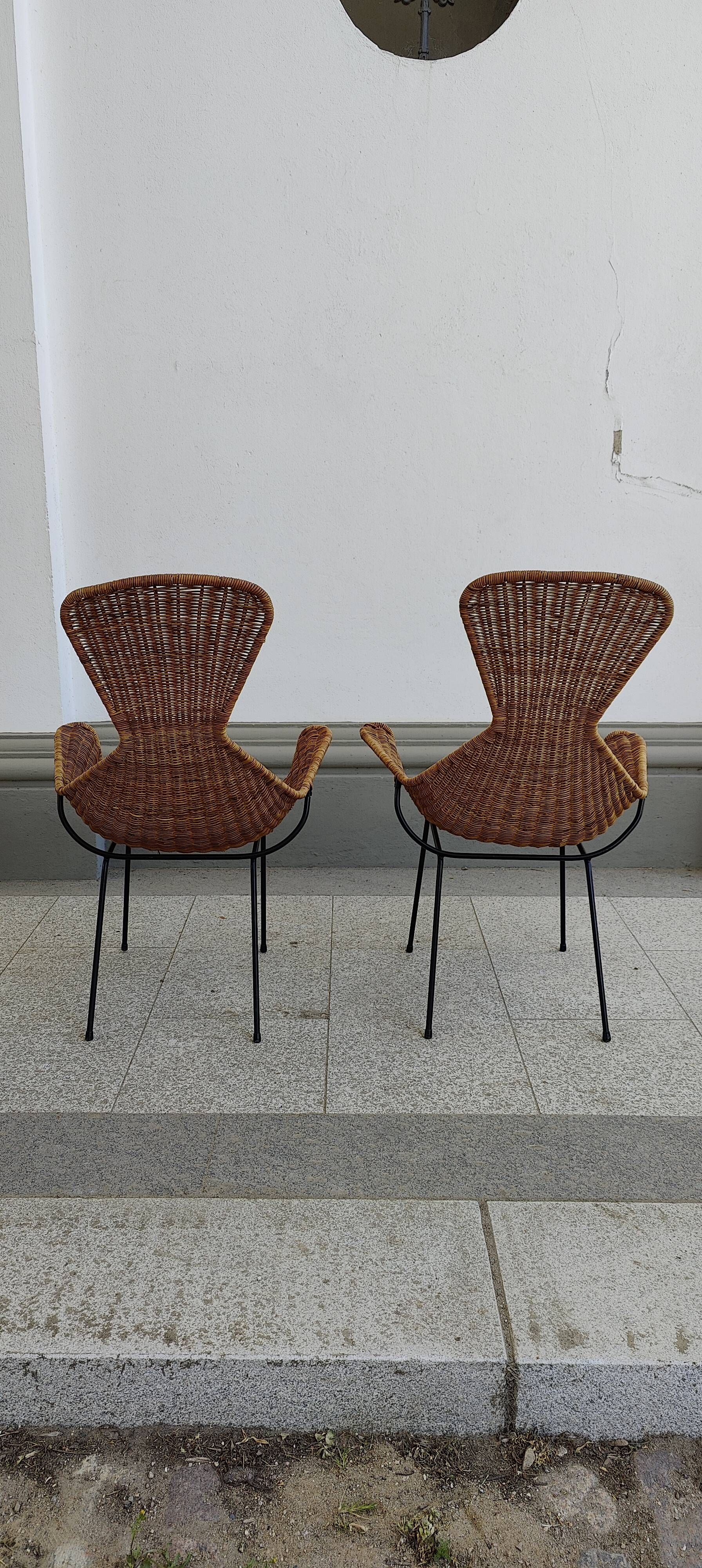 pair of Italian wicker chairs