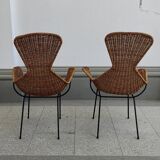 pair of Italian wicker chairs