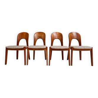 Suite de 4 chaises Niels Koefoed crème, années 1960