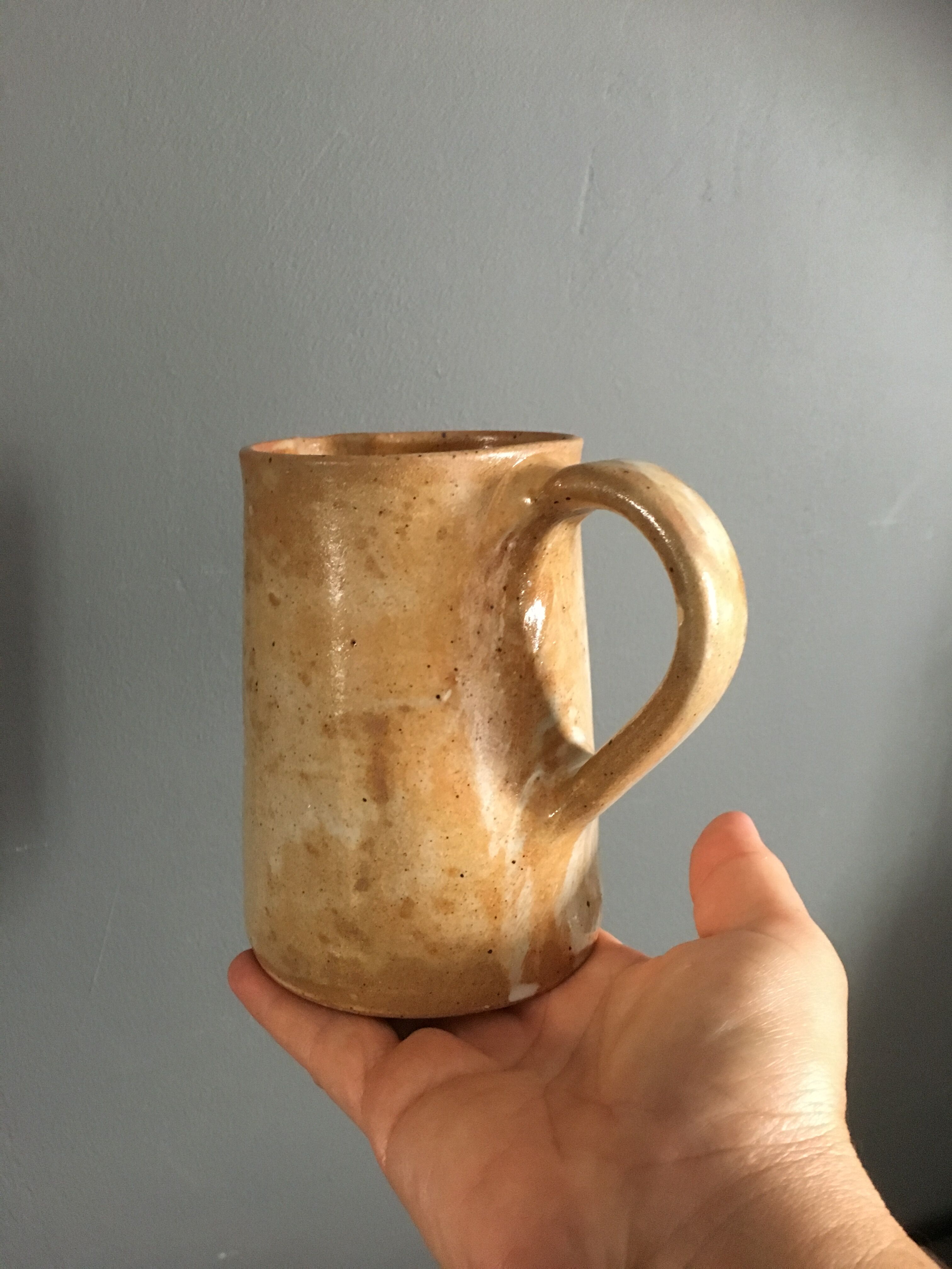 Set of 2 enamelled stoneware jugs
