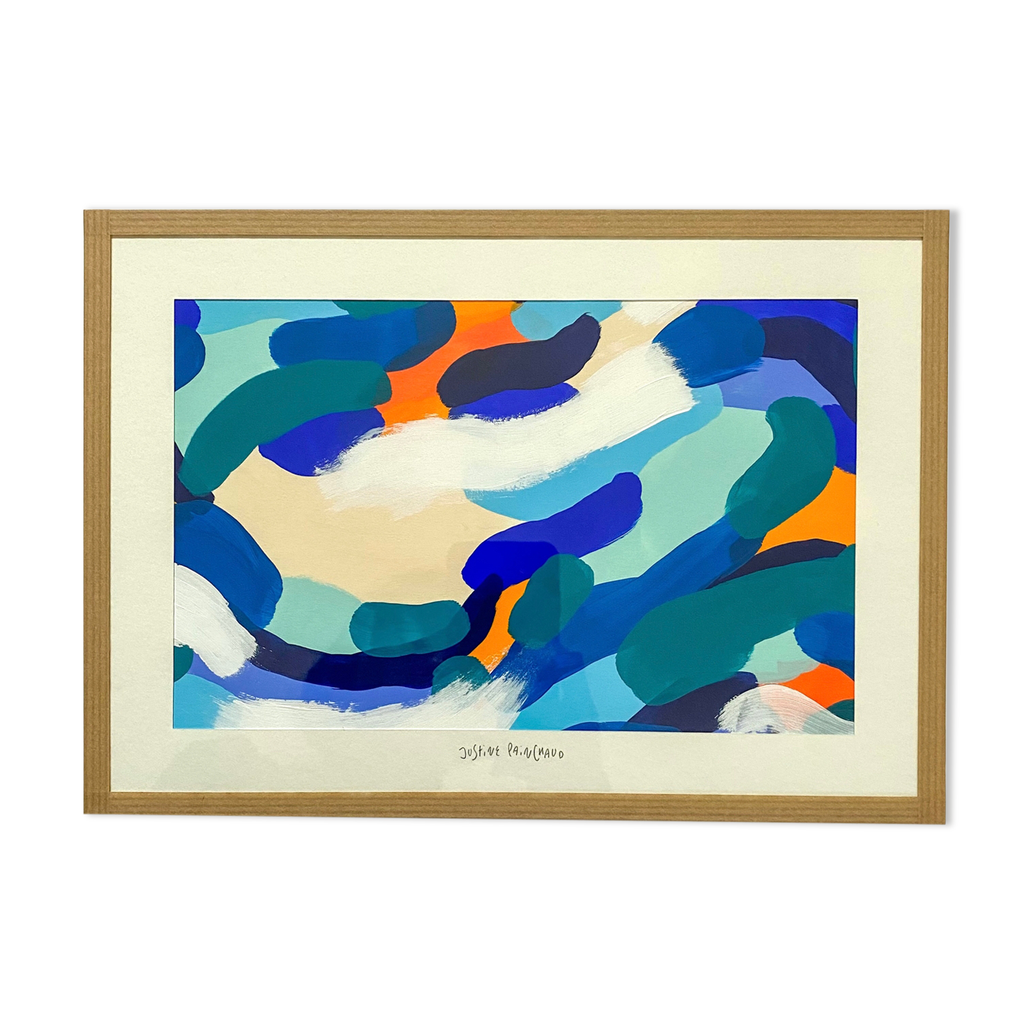 Original painting under glass "At dawn near the river"