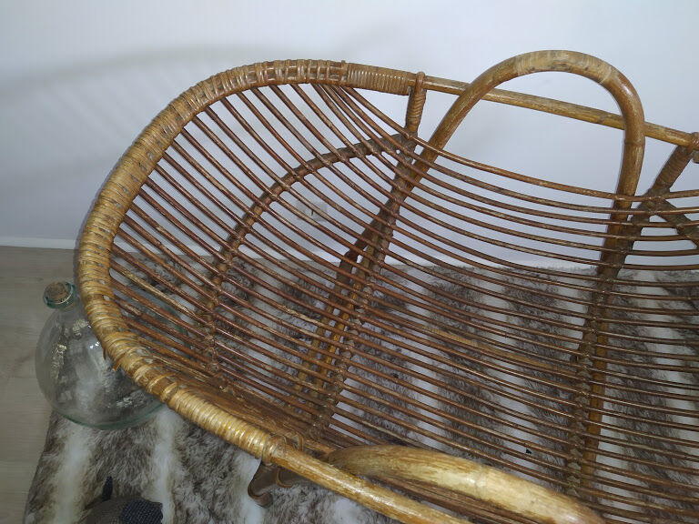 Vintage rattan cradle