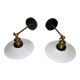 Pair of metal wall lamps in black and white color