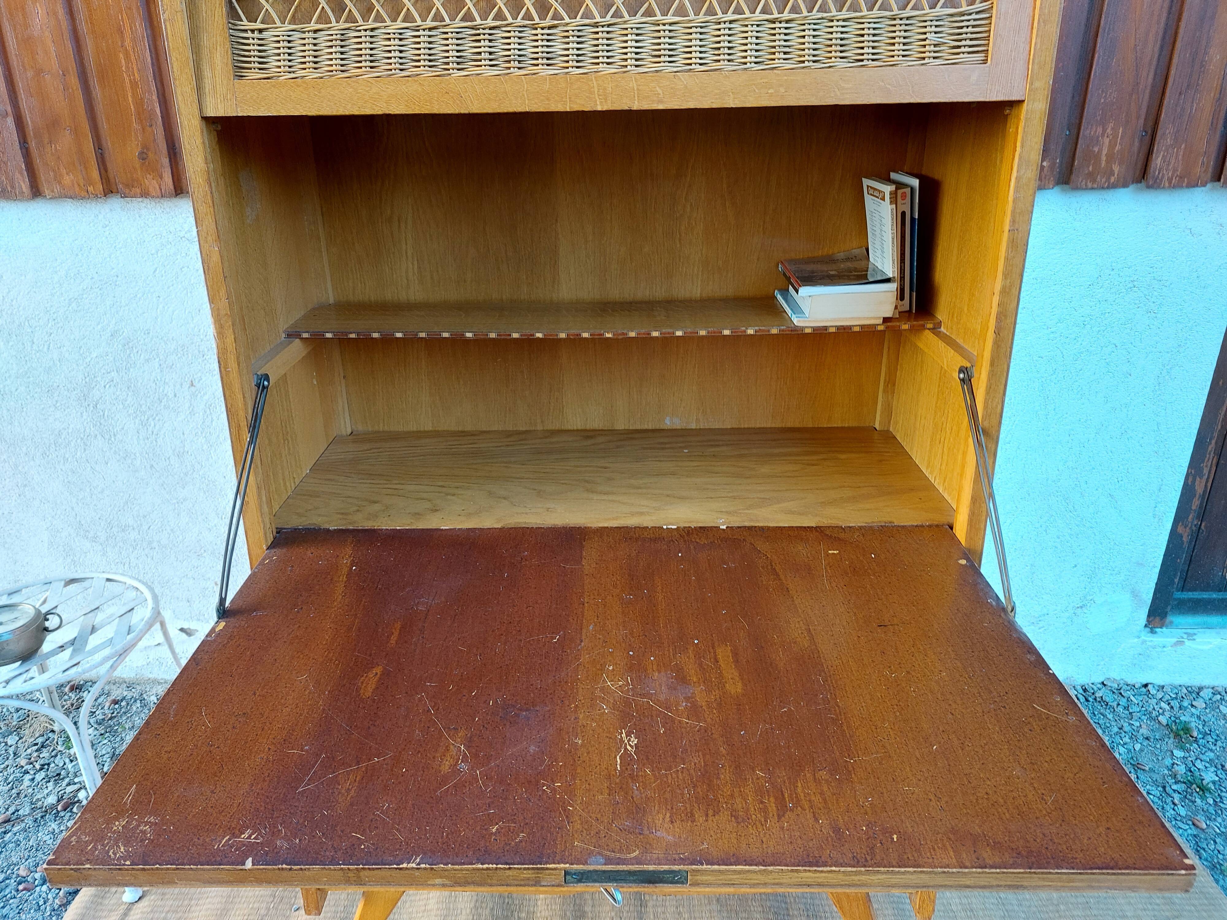 Secretary, drawers with wicker