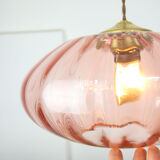 Mid Century Brass and Glass Crooked Pendant Lamp
