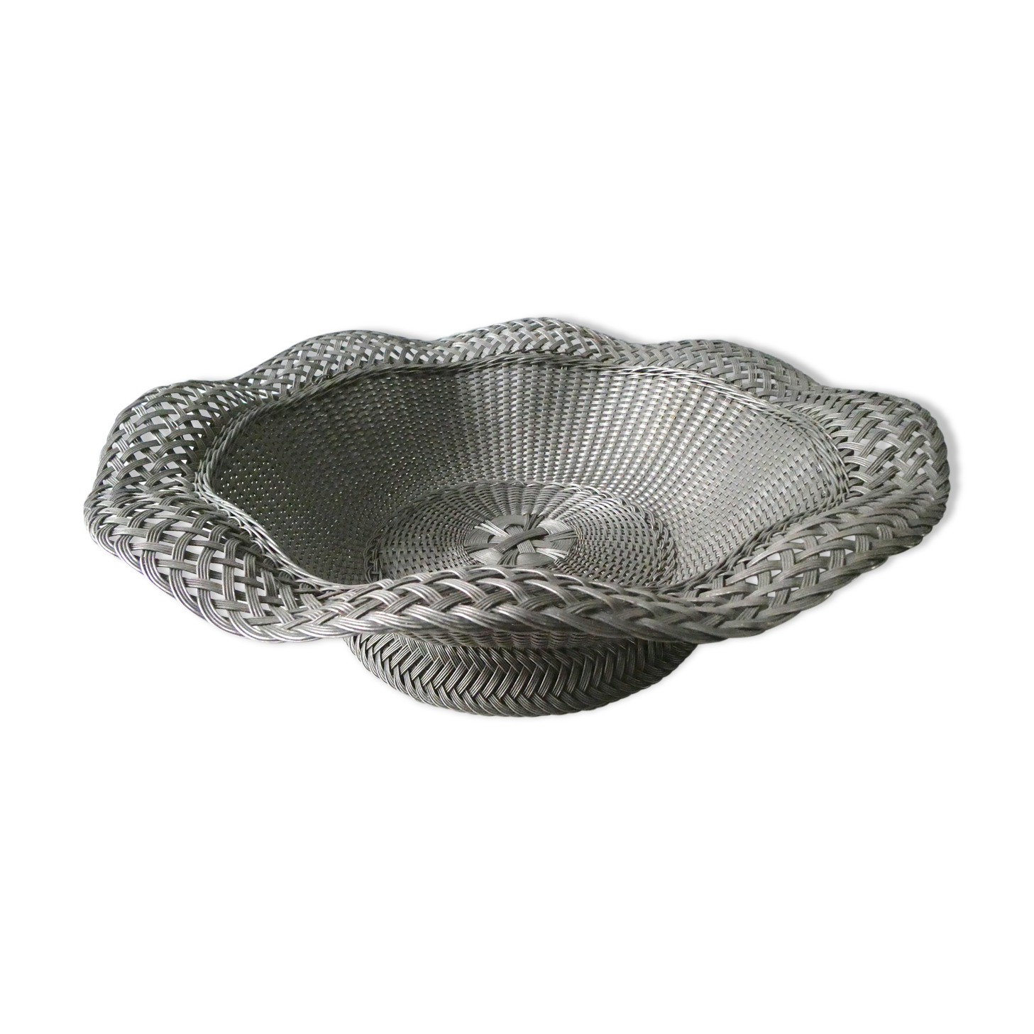 Trash braided silver metal, vintage