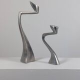 Pair of postmodern aluminium candlesticks by Matthew Hilton