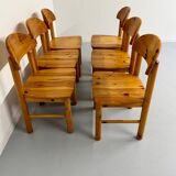 Set of 6 solid pine chairs, Scandinavian design, Reiner Daumiller
