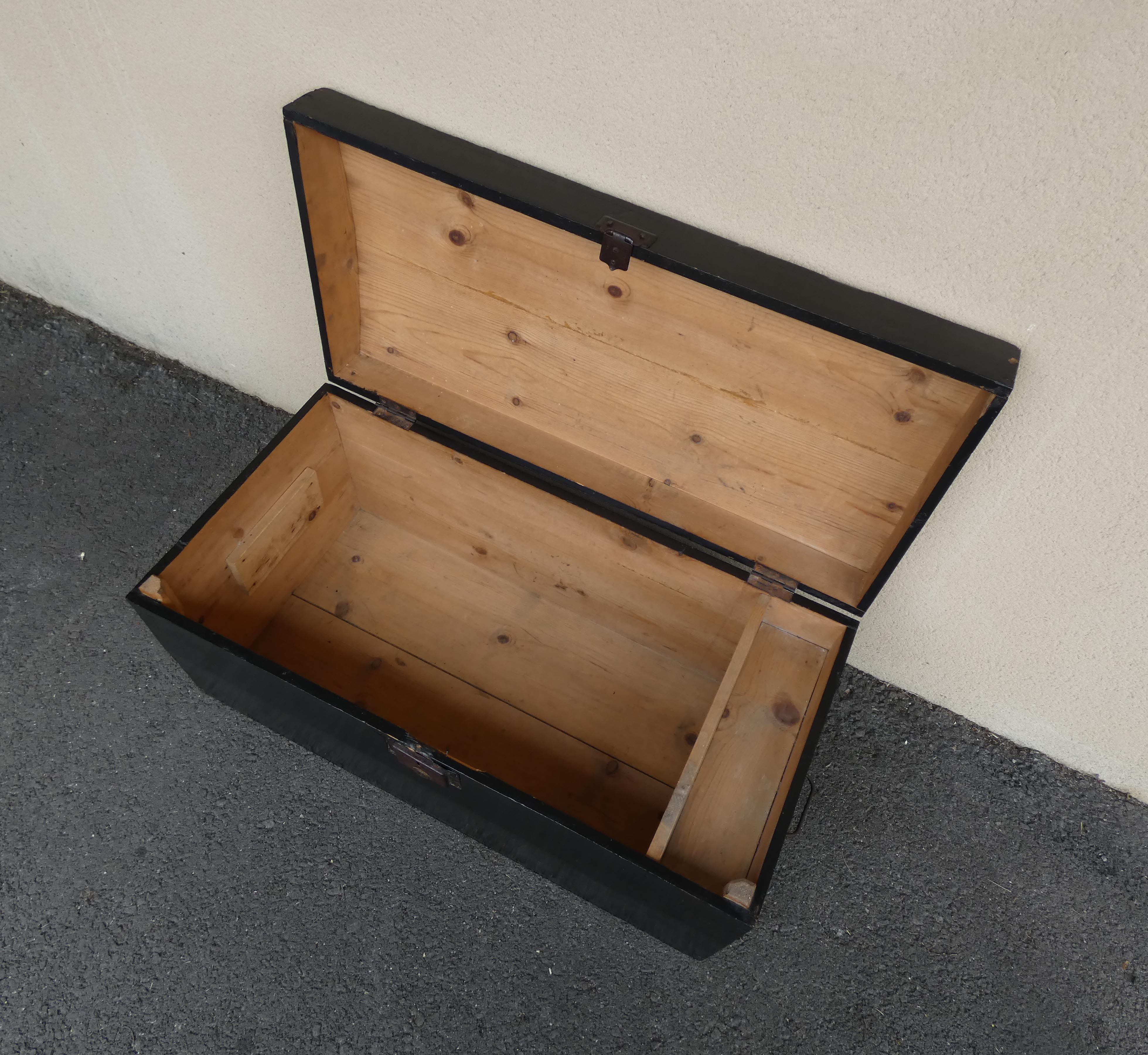 Old blackened wooden chest 19th