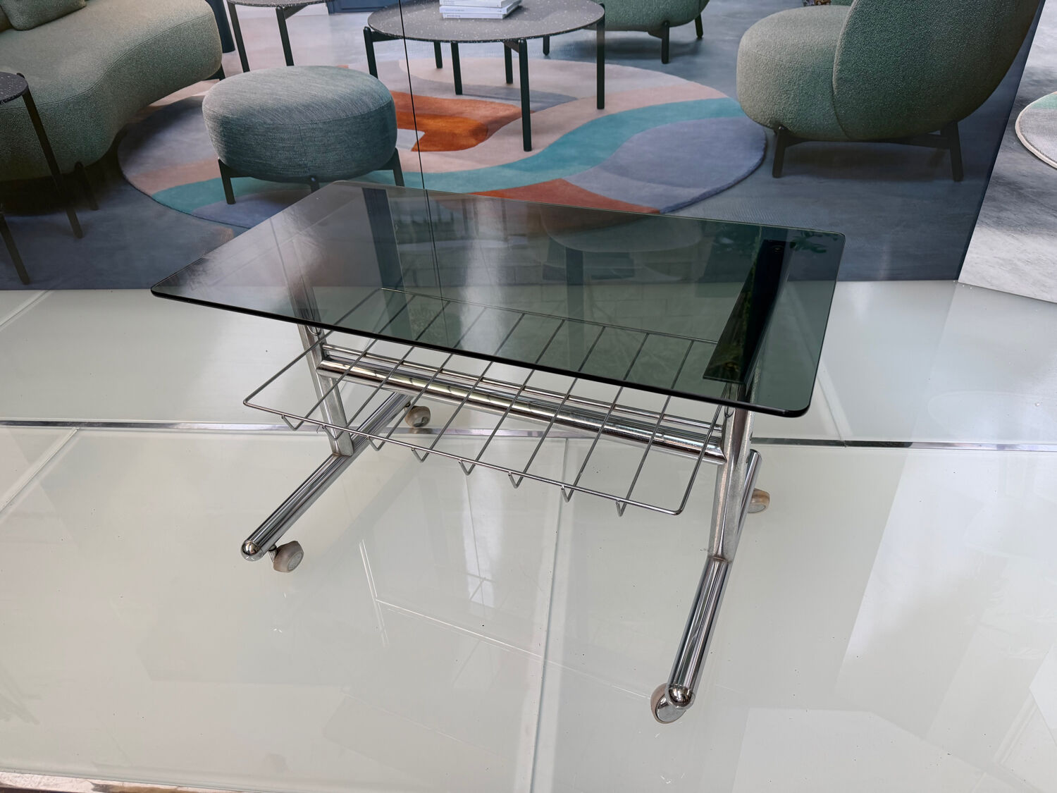 Metal and smoked glass hi-fi video furniture