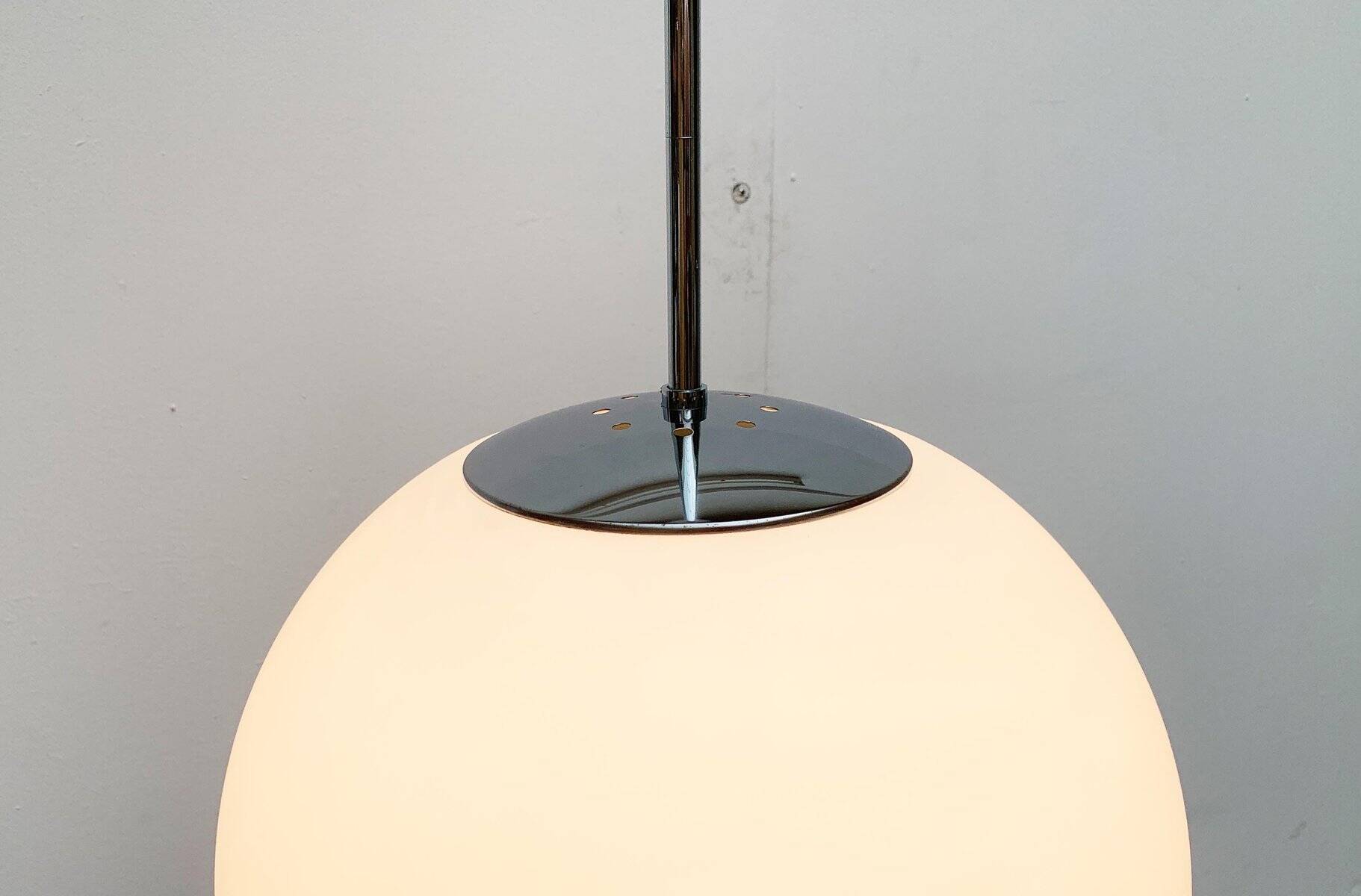 Vintage German space age glass ball pendant lamp by Limburg.