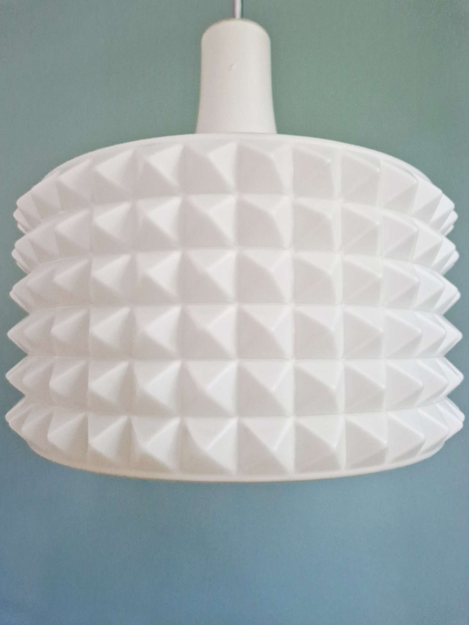 Large white opaline pendant light, design by Ivan Jakes, 1960s.